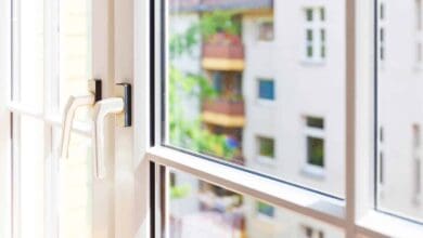 white frame of a modern window